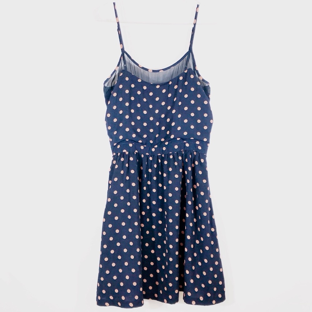 BEST SOCIETY POLKA DOT CINCH WAIST CAMI DRESS - S